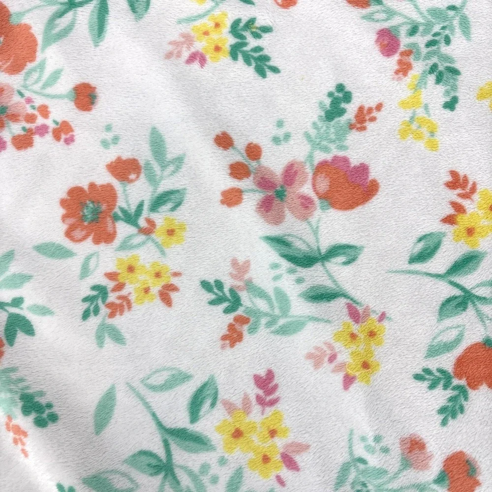 Carters‎ White Pink Trim Yellow Orange Green Floral Sherpa Baby Blanket